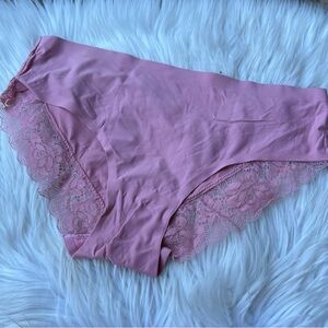 Adrienne Vittadini Dusty Pink Floral Lace Trim Cheeky Panties